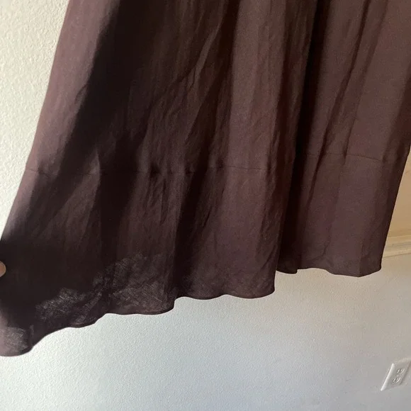 NY Collection Woman Linen Blend Asymmetrical Flowy Lagenlook Brown Skirt 1X - Picture 10 of 11